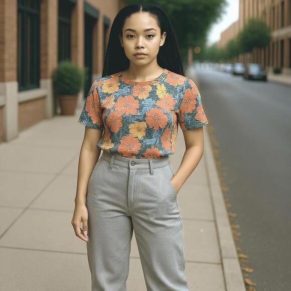 Lee Regular Fit Slim Crop High Rise Pants - Picture 1 of 7